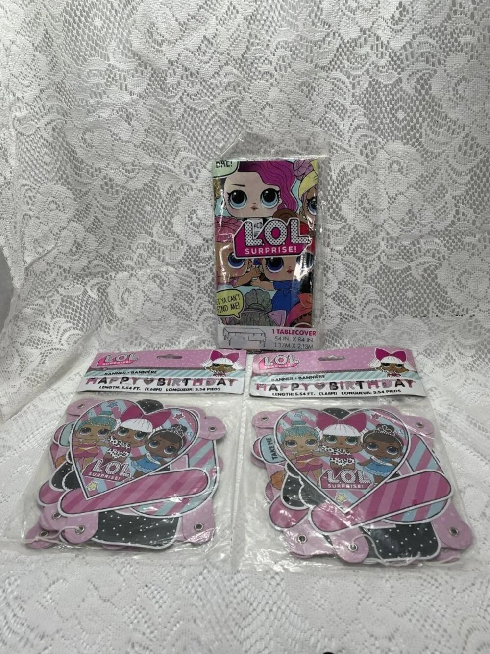 LOL Surprise Dolls Happy Birthday Letter Banner And Table Cover For Girls Party